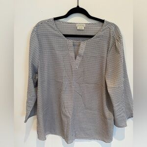 Van Heusen Black & White Grid Print Long Sleeve Women's Blouse Size XL